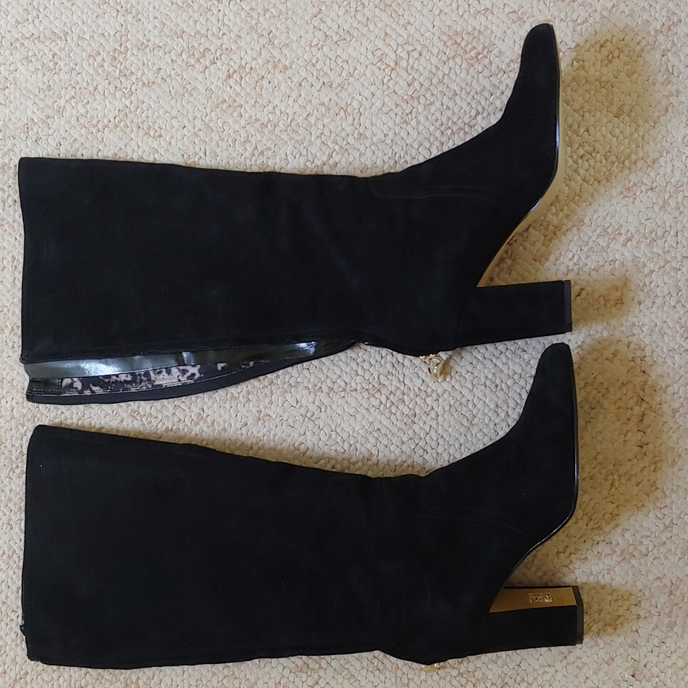 Anne Klein Black Suede Dress Boots Akneta sz 8.5 M